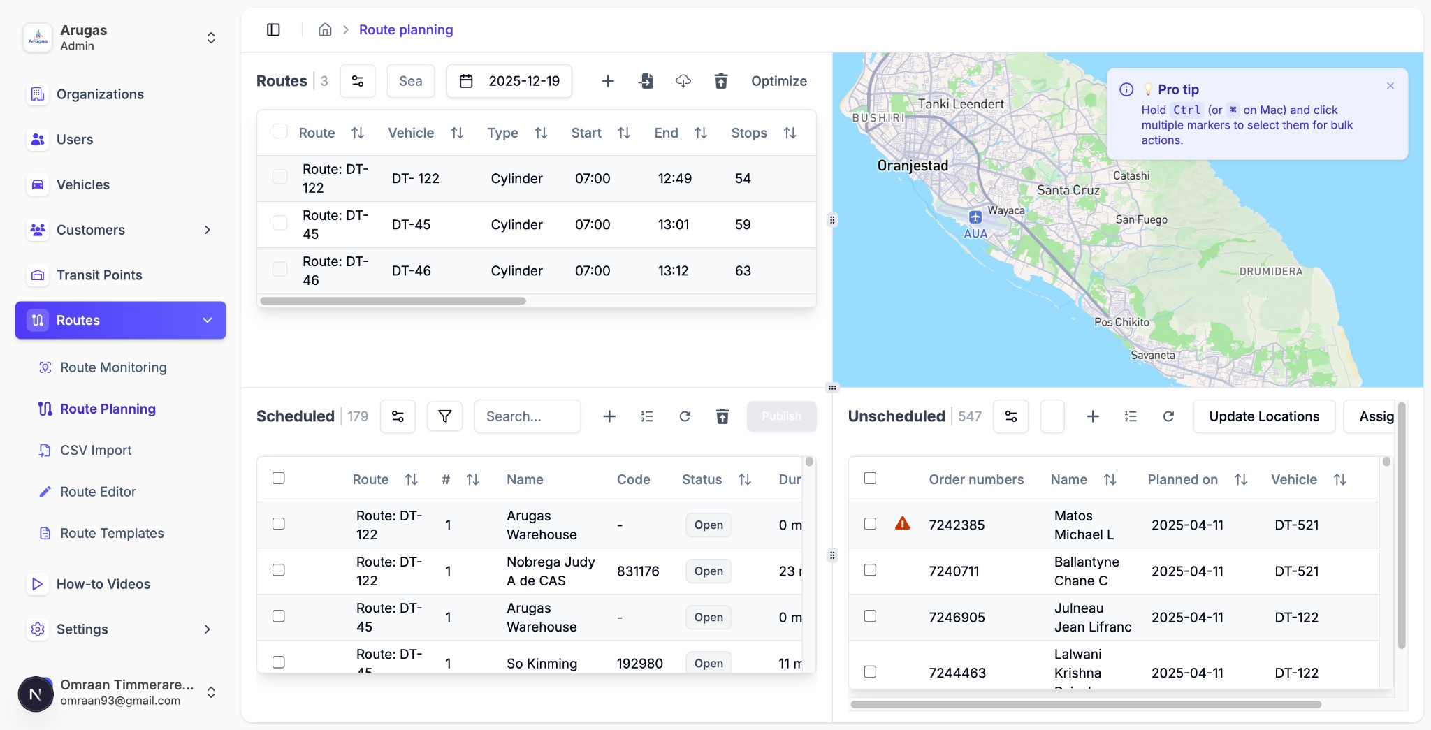 Route Planning Interface